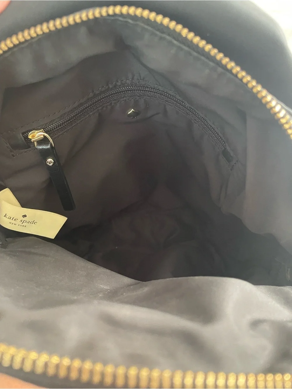 kate spade black mini nylon backpack with gold hardware